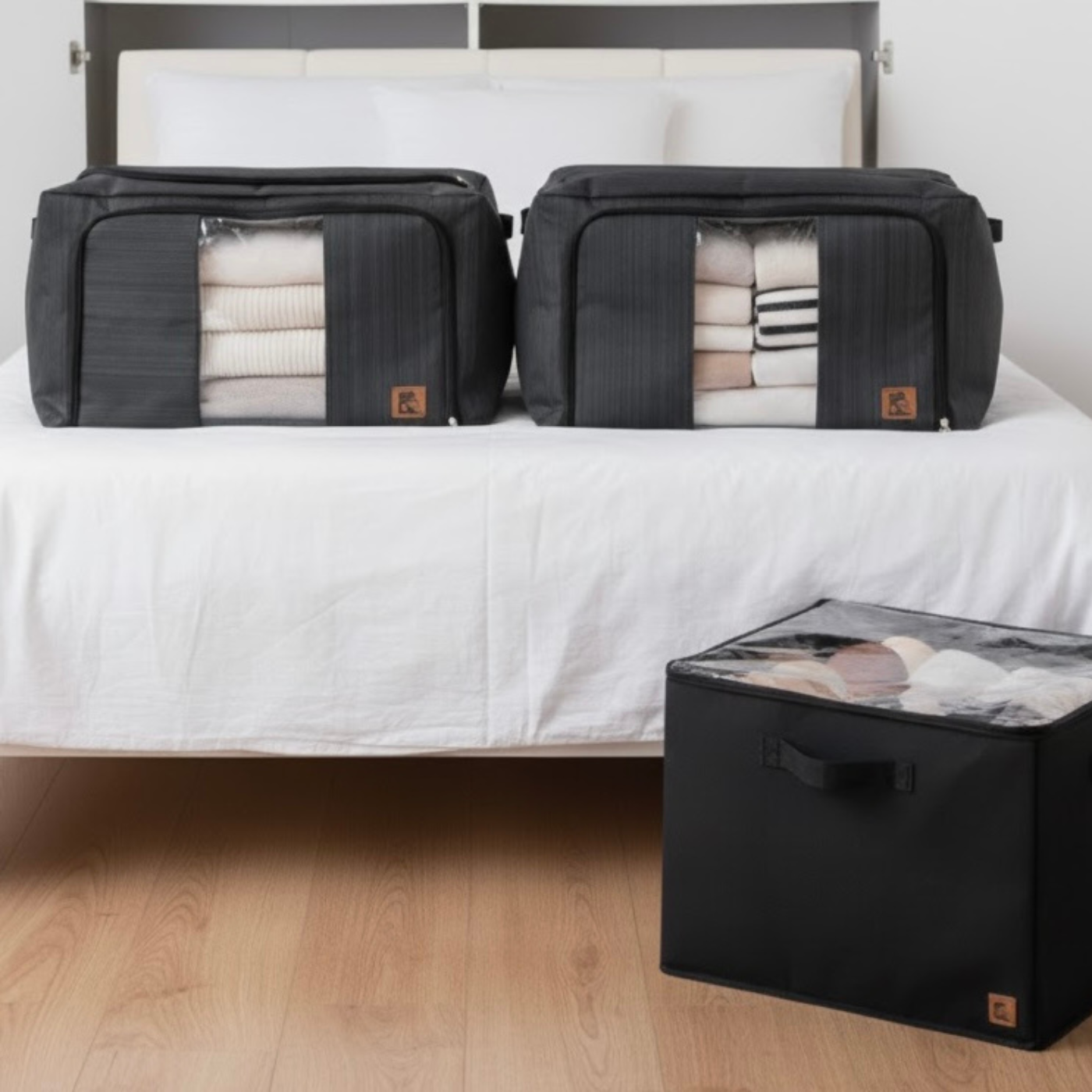 Pack Rangement Best Seller – 2 Sacs de rangement + 1 Cube à Chaussures